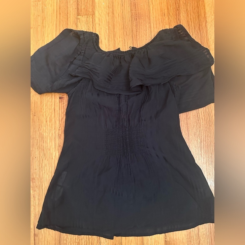 BCBGMAXAZRIA  Linen-blend Top  black size XS (¥¥)